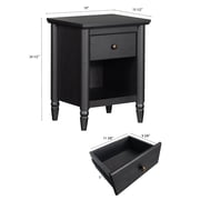 My Texas House Monroe 1-Drawer Nightstand with USB and Outlet, Black Oak Finish