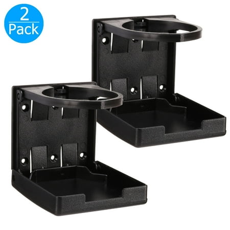 - 2-pack Universal Adjustable Folding Cup Drink Holder Car TRUCK BOAT VAN Home Plastic 99mm, Black