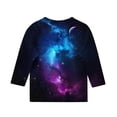 thumbnail image 4 of T-shirt à Imprimé Spatial pour Enfants, Haut à Manches 3/4 et Col Rond, Tissu en Polyester, Coupe Régulière, 1 Unité, 4 of 8