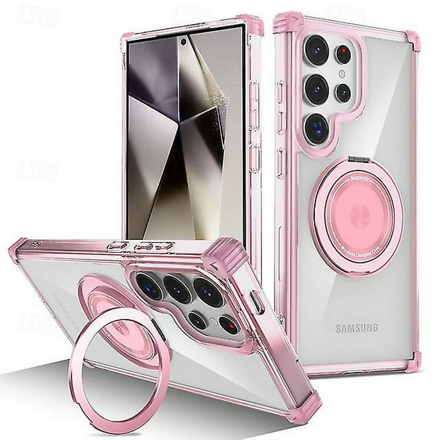 Phone Case For Samsung Galaxy S24 S23 S22 + Plus Ultra Back Cover Ring Holder Transparent Magnetic Retro Tpu