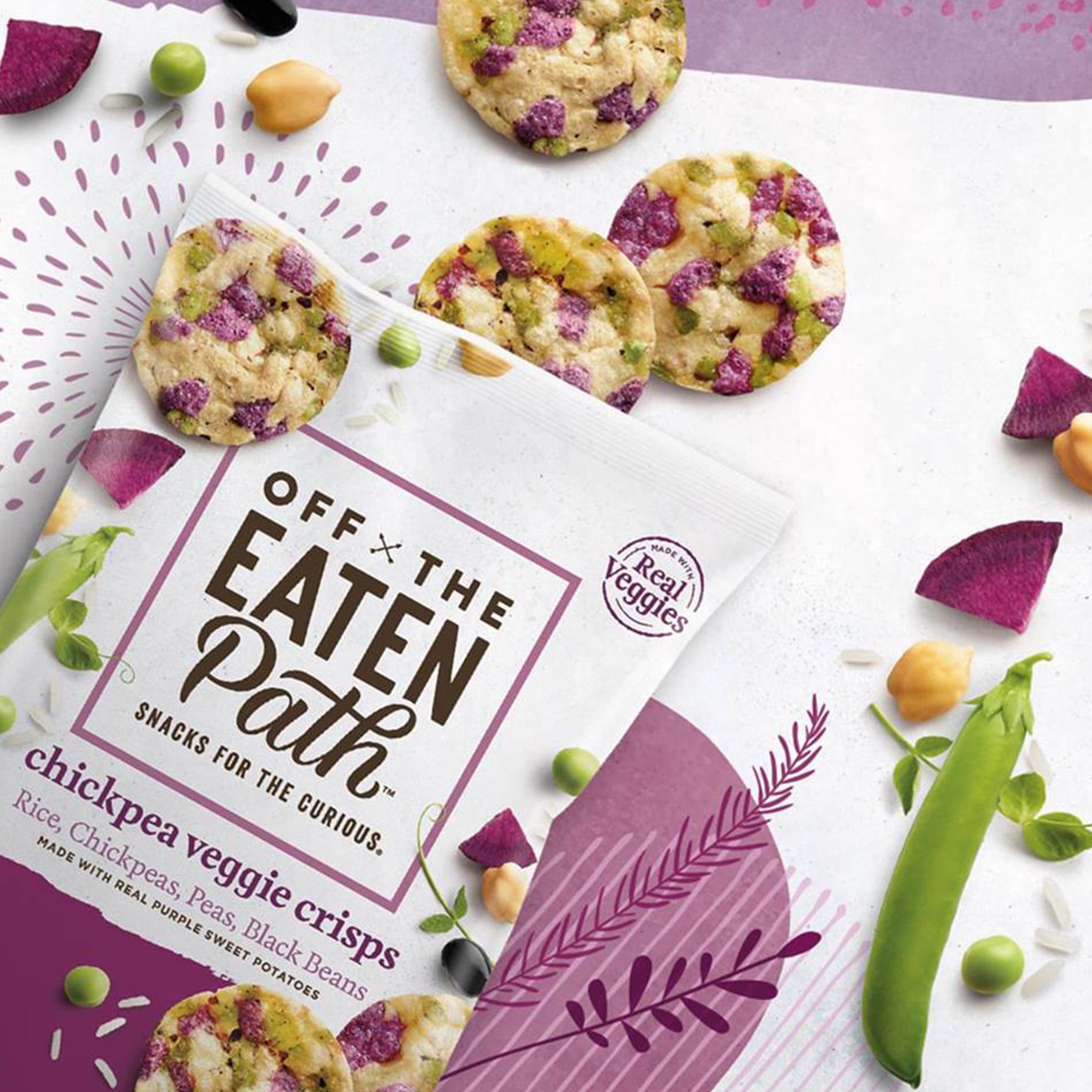 Off The Eaten Path Chickpea Veggie Crisps Snack Chips, 1.25 oz Bags, 16 Count Multipack