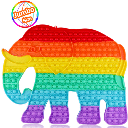 ZIMFANQI Pop-it Fidget Toys Jumbo Elephant Big Simple Dimple Fidget Popper Giant Sensory Toy 252 Bubbles Push-popping Huge Large Rainbow Fidgets Game for Kids Adult Autism ADHD Anxiety Relief