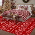thumbnail image 4 of BERTHMEER Christmas Area Rug 5'X7' Red Rug Xmas Snowflake Kitchen Rug for Living Room Bedroom Dining Room Kitchen Laundry Low Pile Washable Non-slip Rug,Red, 4 of 7