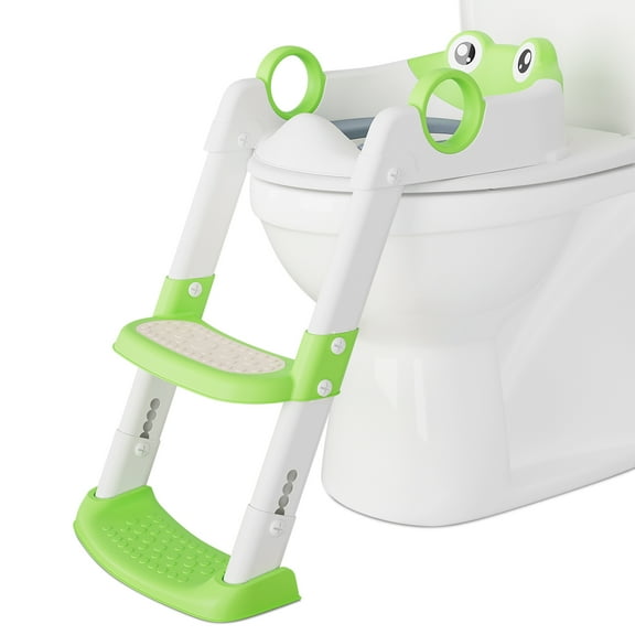 Potty Training Toilet Seat with Step for Toddlers, Anti-Slip Safe Pads, Adjustable Height, Ladder Stool