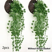 2x Artificial Hanging Plants Basket Pot Fake Vine Trailing Indoor Home Ivy Plant (without basket)
