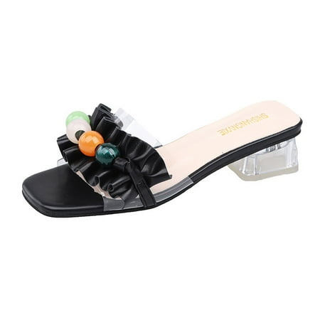 

adviiicd Ladies Transparent On Pumps High Slip Heel Pumps Beaded Heel Shoes Women s High Heel Shoes Size 15