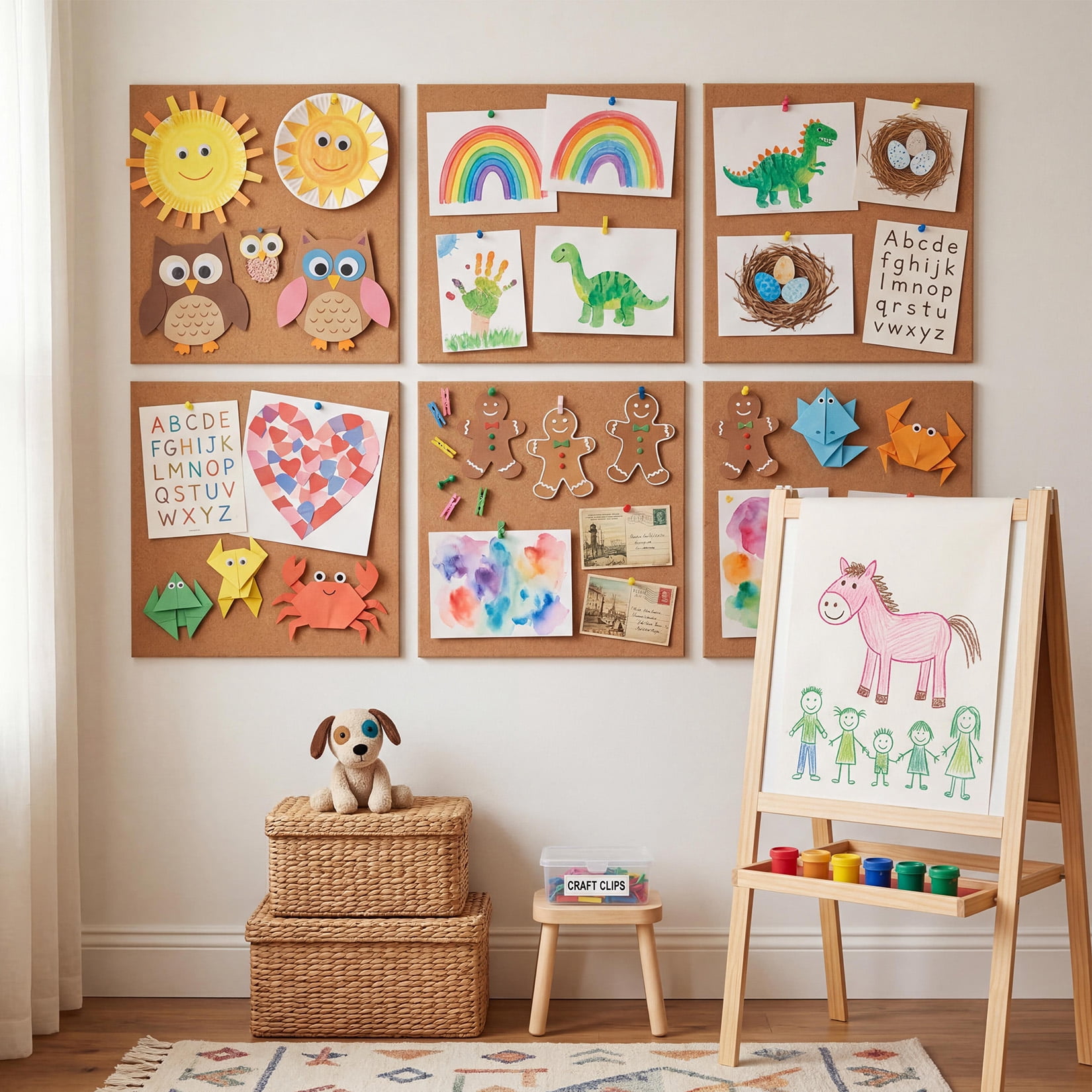 LERENSHA 8 Pack Cork Board Tiles 12 x 12 x 0.5 Inch, Self Adhesive Cork Boards Square, Bulletin Board Wall Tiles with Push Pins for Office, Home, DIY Wall Decor