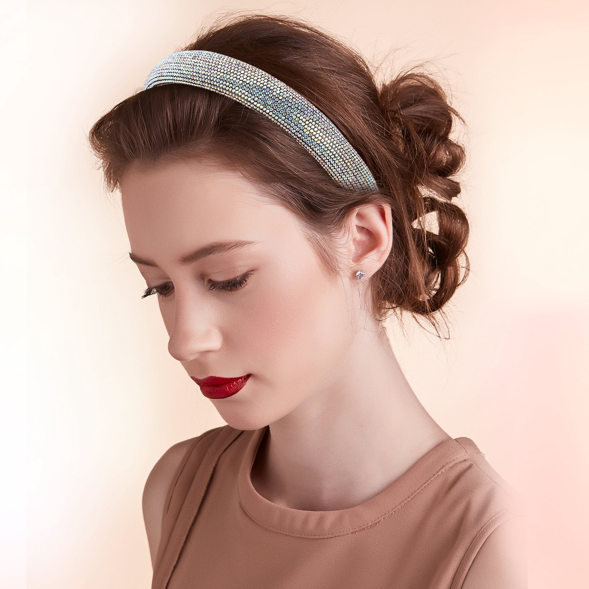 Unique Bargains Simplicity Rhinestone Wide-brimmed Headband Assorted Color 5.59"x0.87"