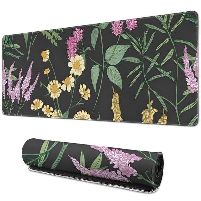 Splendid Garden Flowers Mouse Mat - Soft, Cute Design, Non-Slip Rubber Base, Easy Slide, Resistant to Splashes, Portable & Personalized, Excellent for Computers, 31.5x11.8 Inch