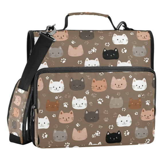 Zipper Binder Naughty Cat 1.5 Inch Binder Folder Bag with Shoulder Strap and Handle