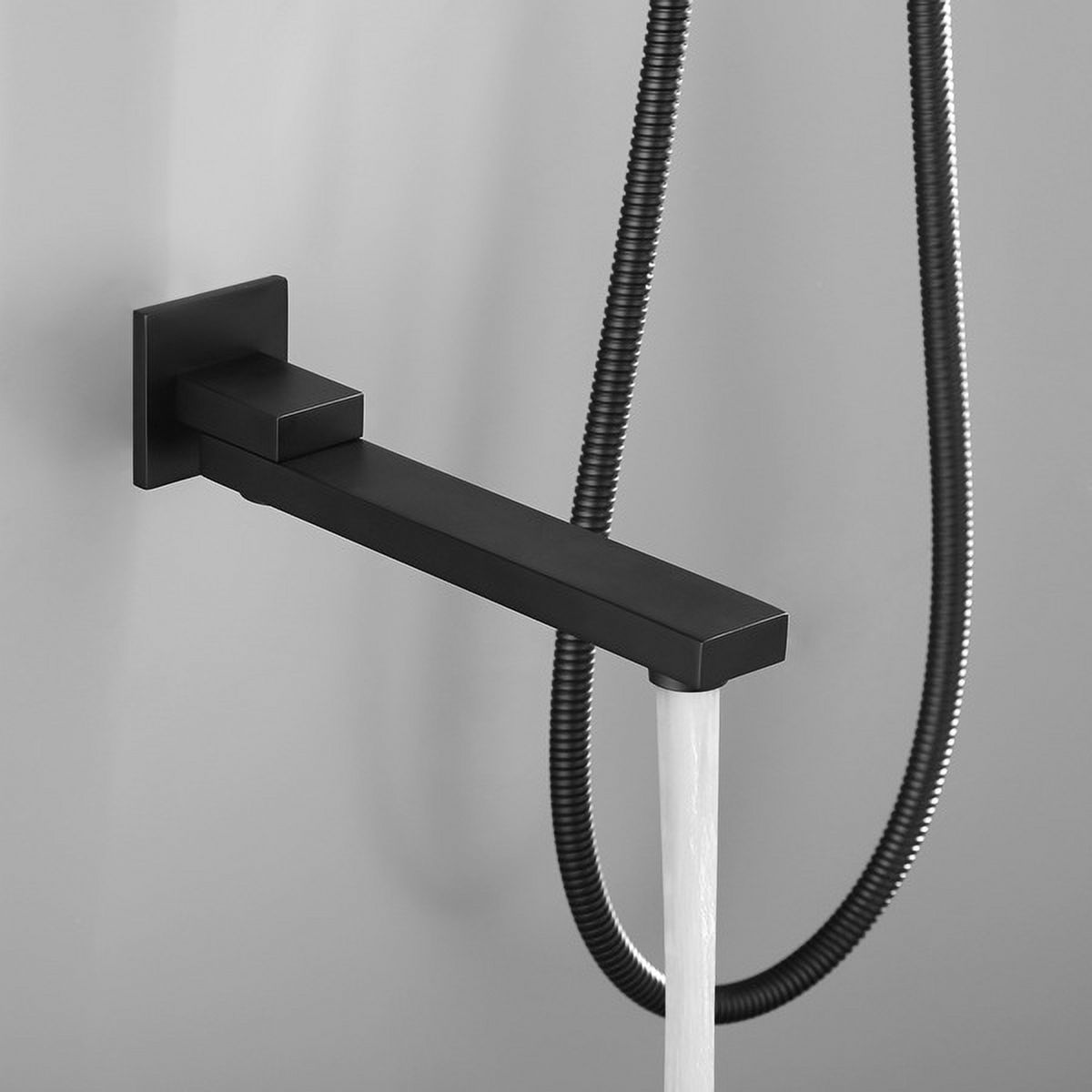 10" Square Luxury Rainfall Shower System – Matte Black Modern Bathroom Set with Air-Injection Technology, Hand Shower, Tub Spout & Rough-In Valve – 3-Function Wall-Mounted Shower Kit