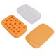 thumbnail image 3 of Molde para hacer cubitos de hielo flexible y reutilizable, bandeja redonda de fácil liberación para cubitos de hielo con contenedor con tapa, color naranja de varias capas, 3 of 10
