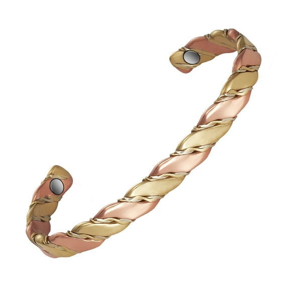 Wollet Copper Magnetic Bracelet for Women,6.3inch Three -Color Gold Woven Adjustable Jewelry Gift