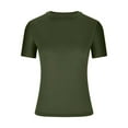 thumbnail image 3 of AherBiu Short Sleeve Tops for Women Crewneck Basic Slim Top Tees Shirts Plain Tshirt Going out Tops, 3 of 5