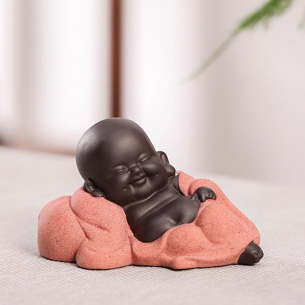 Pequeño monje de cerámica Maitreya de estatua de Buda feliz Feng Shui ornamento de artes y artesanías C BLESIY Estatua de Buda