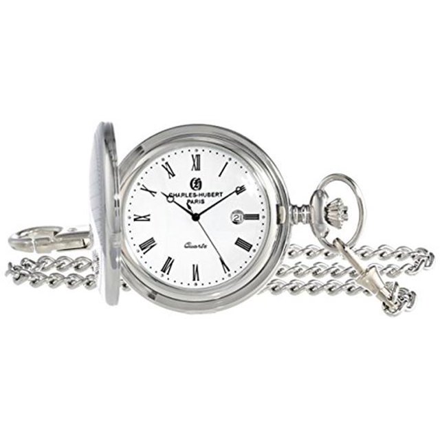 Unitron Enterprise 3916 Stainless Steel Stripe Design Pocket Watch