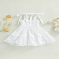 thumbnail image 2 of Bébé bébé Fille d'Été Boho Robe de Couleur Unie Spaghetti Robe de Cou Carré Plage Robe de Soleil Blanc 2-3 Ans, 2 of 8