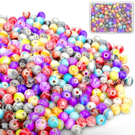 TSV 500pcs Craft Beads for Jewelry Making, Round Smooth Acrylic Beads with a Box for DIY Bracelet