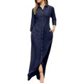 thumbnail image 1 of Vestido Vestido largo informal para mujer, holgado, con cuello vuelto, vestido clásico, traje de calle Ygjytge Azul marino T XL para Mujer, 1 of 9