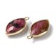 thumbnail image 2 of Natural Rhodonite Pendants with Golden Brass Edge Faceted Horse Eye 22x12x5.5mm Hole: 1.8mm, 2 of 3