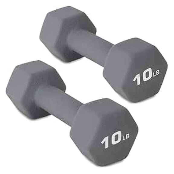 10LB Set of 2 Hex Dumbbells Rubber Coated Cast Iron Hex Black Dumbbell Free Weights for Exercises Neoprene Dumbbell Hand Weights Anti-Slip Anti-roll Hex Shape Colorful 10Lbs Pair
