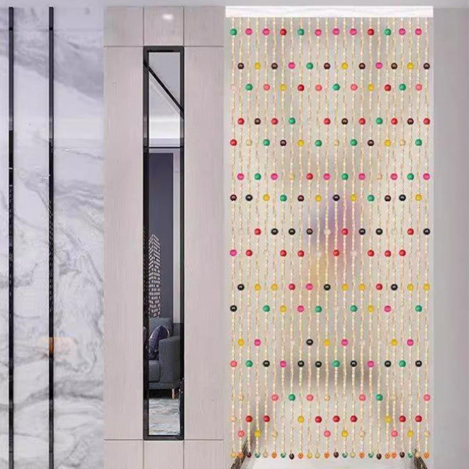 Hanging bamboo curtain door curtain, door curtain bead curtain fly curtain, room divider curtain for bedroom living room balcony door