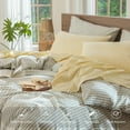 thumbnail image 3 of MooMee 100% Washed Cotton Sheet Set King Linen Like Textured Breathable Durable Soft Comfy 4pcs (Butter Yellow), 3 of 6