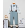 thumbnail image 3 of Toddler Baby Boy Suit Clothes Gentleman Wedding Outfits Long Sleeve Dress Shirt + Suspender Pants + Bowtie 1-5T, 3 of 7