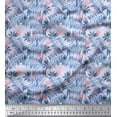 thumbnail image 1 of Soimoi Blue polyester Crepe Fabric Pecan Leaves Print Sewing Fabric Yard 42 Inch Wide, 1 of 3
