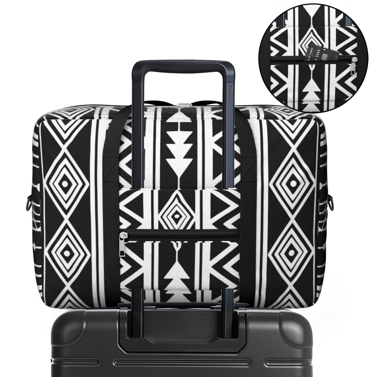 For Spirit Airlines Personal Item Bag 18x14x8 Inch, Boho Weekender Travel Bag, Foldable Travel Duffel Bag Underseat Carry on Bag with Luggage Sleeve for Women and Men 30L
