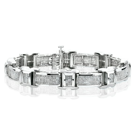 14K White Gold 4 ct. Princess Cut Diamond Invisible Set Bracelet