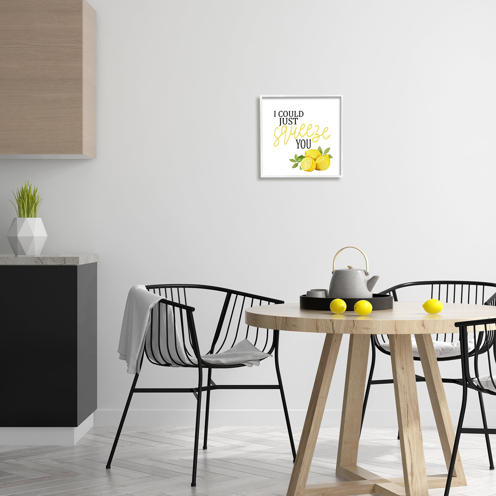 Stupell Industries Charming Lemon Squeeze Phrase Food & Beverage Painting White Framed Art Print Wall Art, 12 x 12