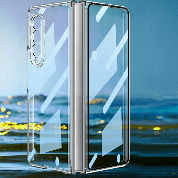 For Samsung Galaxy Z Fold 3 5G Full Coverage Protection Clear Plating Hard PC Case With Screen Protector