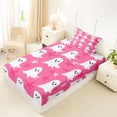 thumbnail image 4 of Homewish Girly Halloween Cute Ghost Twin Sheets,Simple Spooky Pattern Bedding,Hot Pink White,3pcs,1 Fitted Sheet and 1 Pillowcase, 4 of 6