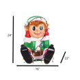 thumbnail image 4 of Garden Elements Fiberglass Indoor Christmas Figurine Statue Decor, Elf Boy Playing with Christmas Lights, 24", 4 of 4