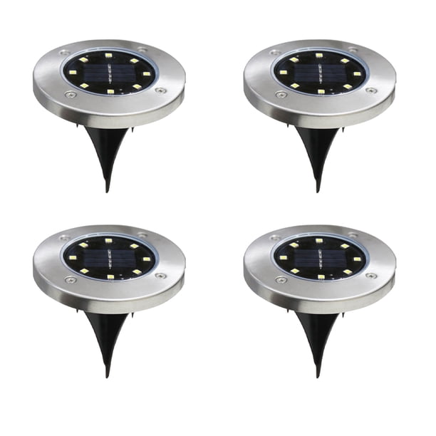 Luces solares para suelo, paquete de 4, impermeables, para exteriores, en el suelo, para paisajes, caminos, luces con sensor de disco para jardín, patio, pasarela, césped, entrada de vehículos, patio