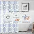 thumbnail image 3 of Light Blue Geometric Shower Curtain, Waterproof Design and Polyester, Quick-Drying, Weighted Hem, Blue Fabric Shower Curtains Set for Bathroom W 72 x H 72, Durable and Washable with 12 Hooks, 3 of 6