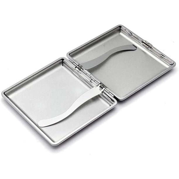 iron cigarette case Portable and Durable: Protect Your Cigarettes with the Fashionable Metal Iron  Cigarette Case - 2 Pack, Black