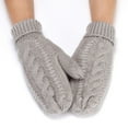 thumbnail image 2 of Jinhomg Cold Weather Mittens for Women and Men Thick Warm Cable Knitted Mittens Winter Thermal Cozy Full Finger Driving Biking Gloves Summer Saving Gray Free Size, 2 of 3