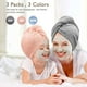 thumbnail image 2 of Toalla de Microfibra para Cabello 3 Pack; Secado de Pelo Rápido; Gorro Absorbente de Agua para Mujeres; Turbante Suave de Baño con Botones (Rosa + Azul+Gris), 2 of 3