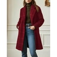 thumbnail image 3 of Women's Winter Notched Collar Plaid Wool Blend Trench Coat Plus Size Mid-Length Peacoat Color Size M, 3 of 6