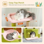 PAWZ Road Cat Tree 33 Cute Flower Cat Scratching Posts Tower with Large Top Perch and Hammock for Medium Indoor Cats, Pink