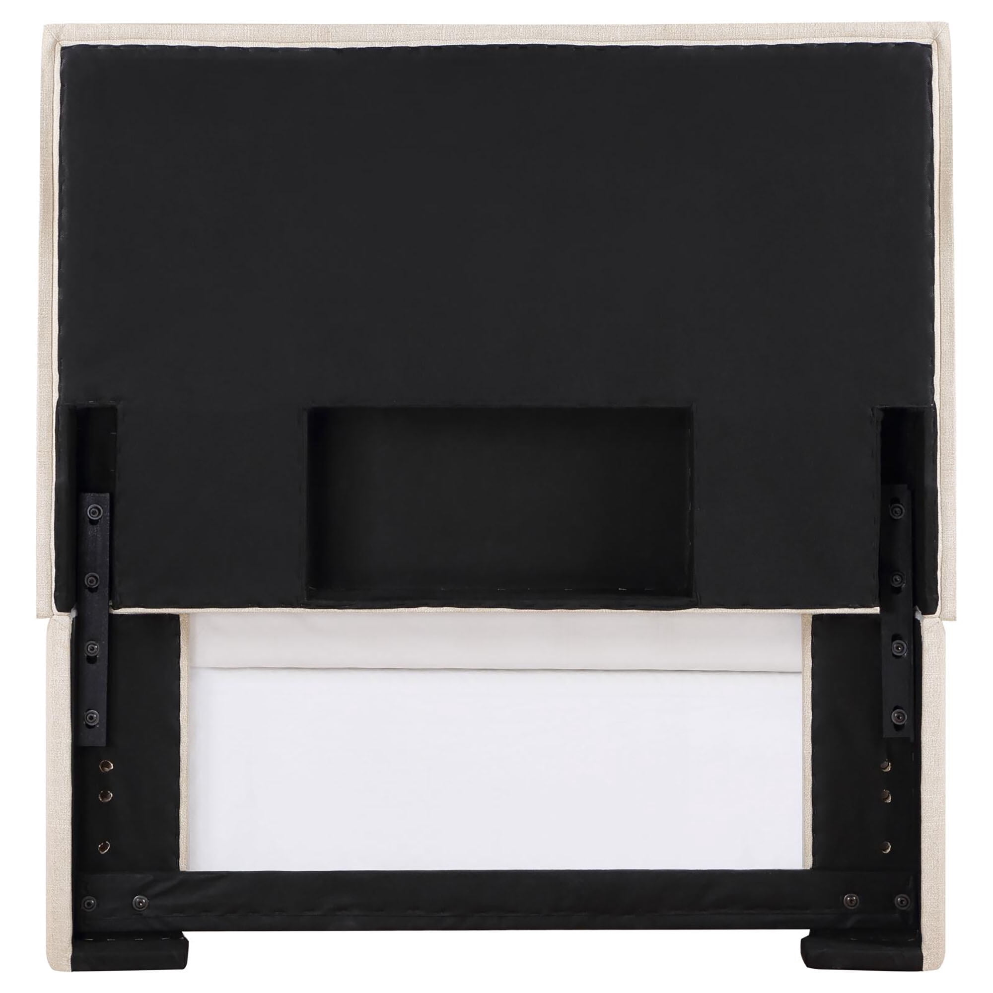 Sand Upholstered Headboard - 44" Twin Size Headboard with Flange Detail, Pine Frame