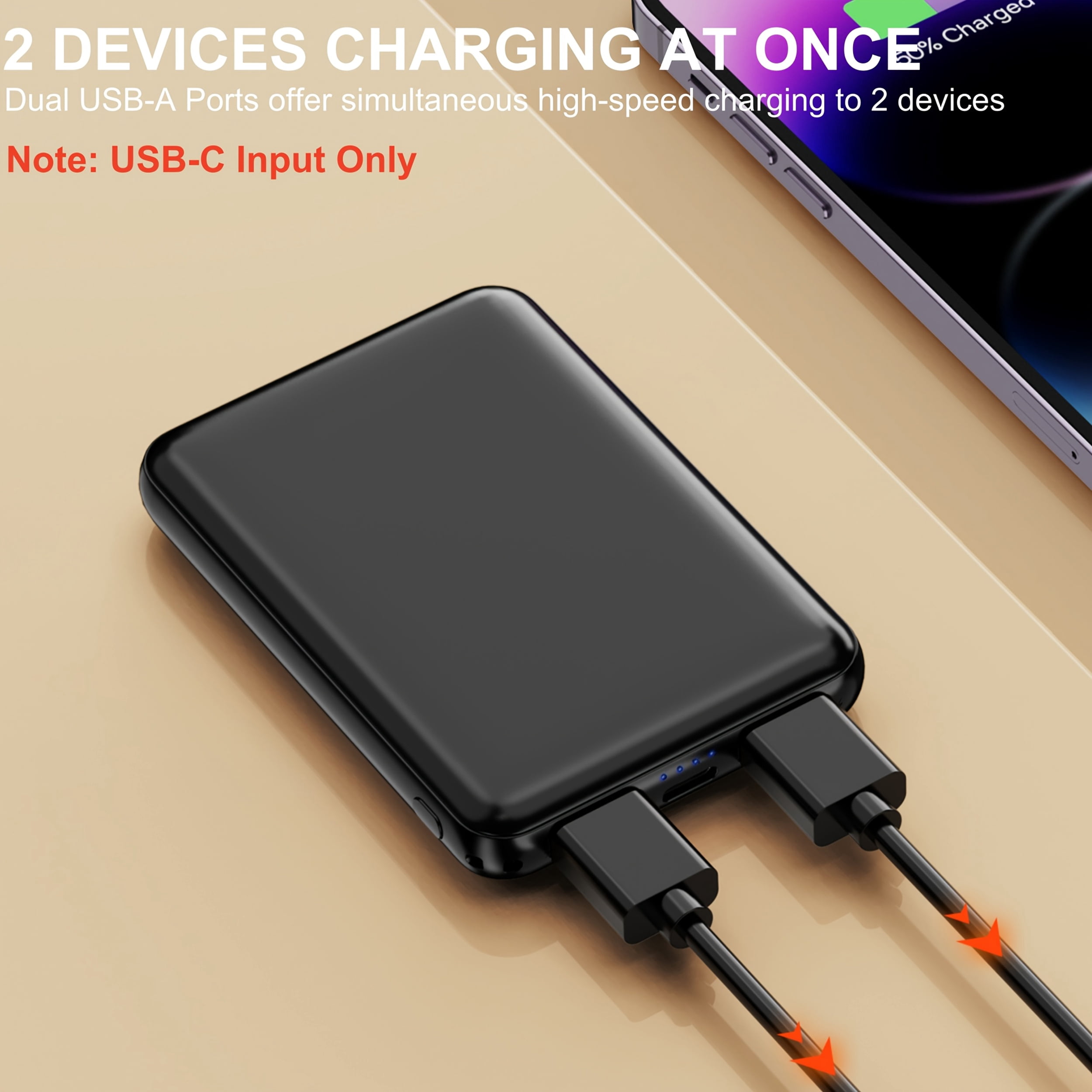 6000Mah Portable Power Bank, Ultra-Compact 5V 2A Battery Pack Featuring Dual Outputs, Ideal for Smartphones, Tablets, Smartwatches, Heated Garments, And Various USB Devices