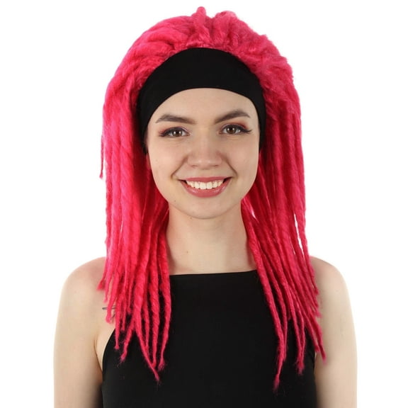 HPO Adult Women's Deluxe Pink Dreadlock Wig – Synthetic Costume Hair for Halloween & Cosplay