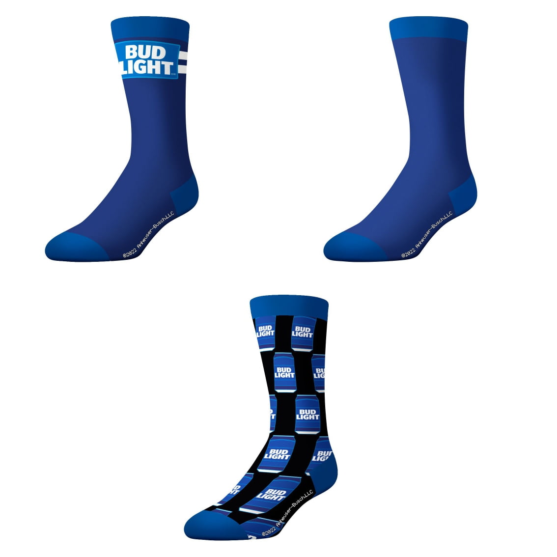 Socks by CRAZYBOXER Bud Light Logo And Can; Crew Socks, 3-Pairs
