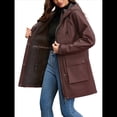 thumbnail image 2 of Chaquetas Softshell Impermeables para Mujer, Abrigos Cálidos con Forro y Capucha, Chaqueta Impermeable Larga. Color Café XL, 2 of 8