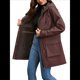 thumbnail image 2 of Chaquetas Softshell Impermeables para Mujer, Abrigos Cálidos con Forro y Capucha, Chaqueta Impermeable Larga. Color Café L, 2 of 8