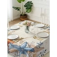 thumbnail image 3 of Blue Coastal Suqare Tablecloth - 54 x 54 Inch, Summer Beach Starfish Weeping Eucalyptus Retro Waterproof & StainResistant Tablecloth, Washable Oil-proof Table Cover for Dining/Party/Wedding/Buffet, 3 of 9