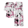 thumbnail image 4 of Jxximdong Pajamas for Women Set Summer Cotton Linen T Shirts Straight Leg Pant Plus Size 2 Piece Set Pink Loungewear XXXL, 4 of 5